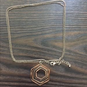 Gold Hexagon Layered Pendant